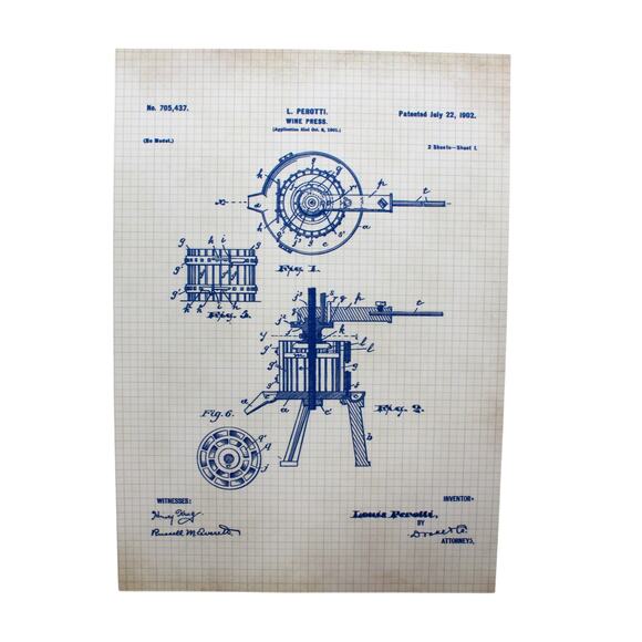 6 BAR Patent Prints 5x7" Wine Beer Keg FREE SHIPPING Antiqued Grid BlueInk Craft - Picture 8 of 11